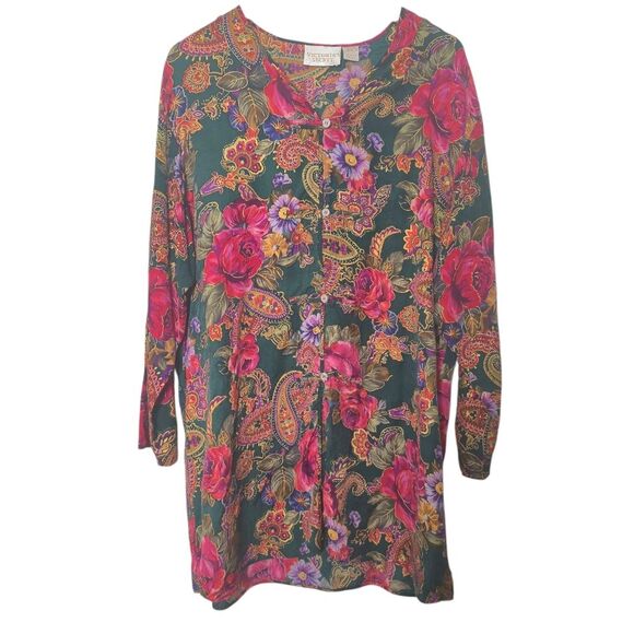 Victoria's Secret Other - Victoria's Secret Floral Silk Pajama Top Vintage 90s Gold Label Floral Size L